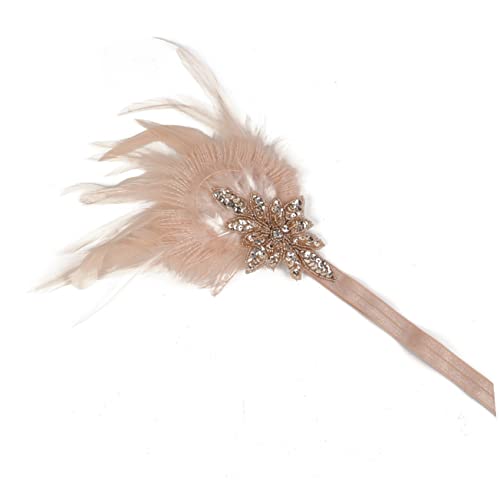 Angoily Hochzeit Flapper Kopfband Mit Federn Jahre Haarschmuck Für Damen Elegantes Accessoire Für Partys Hochzeiten Und Vintage-events Champagnerfarbe von Angoily
