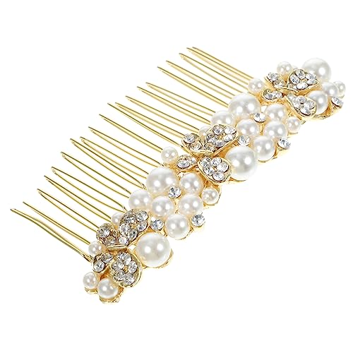 Angoily Braut Haarspange Legierung Strass Haarkamm Diamant-Kopfschmuck Schmuck Haarkamm Tiara Haarkammklammern Blumenmädchen-Kopfbedeckungen für die Hochzeit Kristall Haarschmuck Perle von Angoily