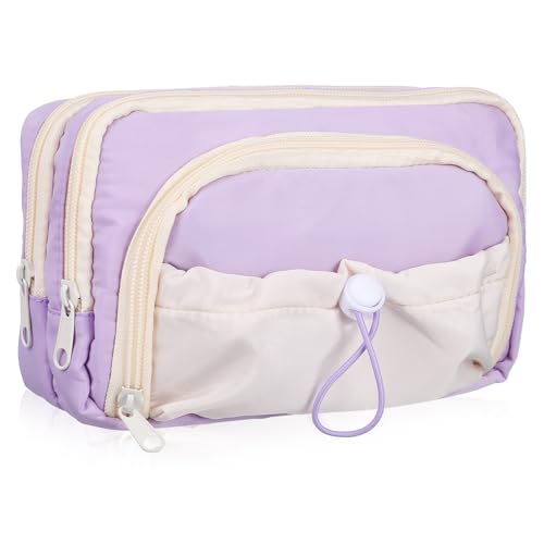 Angoily Mäppchen Bleistift Aufbewahrungstasche Karikatur Stifte Multi Hochschule Fall Bleistiftbeutel süß Bleistiftbeutel-Ästhetik Zipper -Stiftkoffer Etui Weberei Violett von Angoily