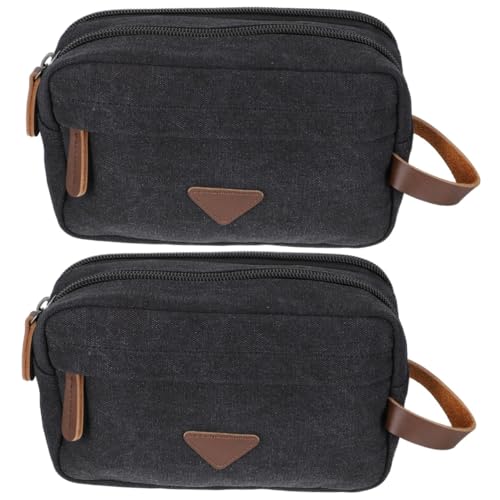 Angoily Makeup Tasche 2 Stück Toilettenkosmetiktasche Make Up Pinsel Reise Mini Leder Mini-Geldbörse von Angoily