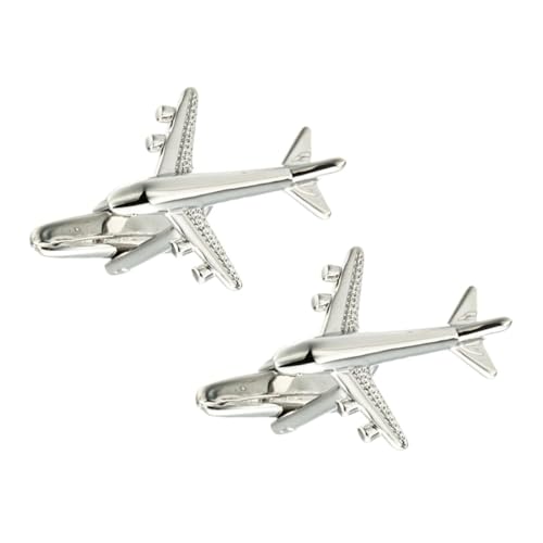 Angoily Manschettenknöpfe Herren Flugzeug Motiv Kupfer Silberfarben Poliert Elegant Robust für Anzug Hemd Tuxedo Ersatz Cufflinks Komfortabel Langzeitgebrauch von Angoily