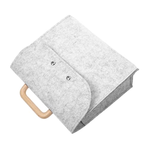 Angoily Minimalistische Filz aktentasche mit Holzgriff Tragbarer Datei organizer Business Tote Bag für Meetings und Büro Stilvoller und Schützender Filzbeutel in Hellgrau von Angoily
