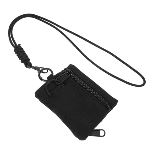 Angoily Multifunktionale Kopfhörerbeutel kleine Tasche kleine Beuteltasche hängende Aufbewahrungstasche Schlüsseltasche hängende Münztüte Geldbörse mit Umhängeband für Damen Nylon Schwarz von Angoily