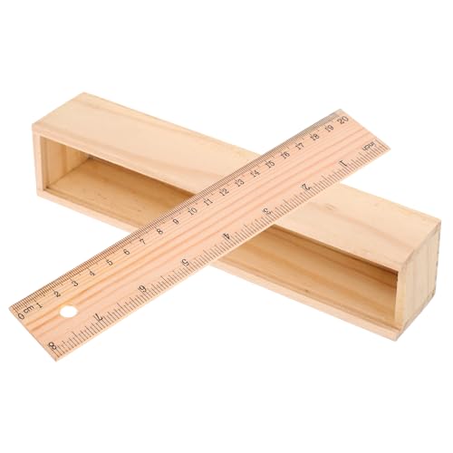 Angoily Multifunktionales Holz Federmäppchen mit Lineal Geräumiges Stifteetui für Schule und Büro Stilvolle Aufbewahrungsbox zur Schreibtischorganisation Klassisches Design Schreibwaren von Angoily
