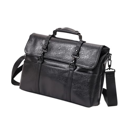 Angoily PU Leder Business Laptoptasche Herren Umhängetasche Aktentasche Crossbody Portfolio Tasche mit Weichem Innenfutter und Langlebiger Hardware für Büro und Geschäftsreisen von Angoily