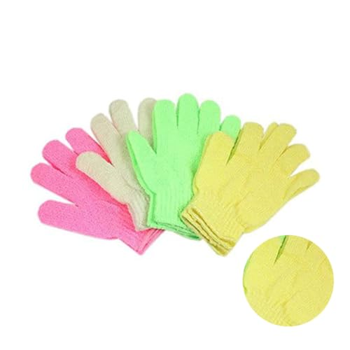 Angoily Paar Bade-Peeling-Handschuhe fünf Finger Handschuhe in zufälliger Farbe Schrubbhandschuhe Badehandschuhe Handschuhe für die Körperdusche ein Bad nehmen Badetuch von Angoily