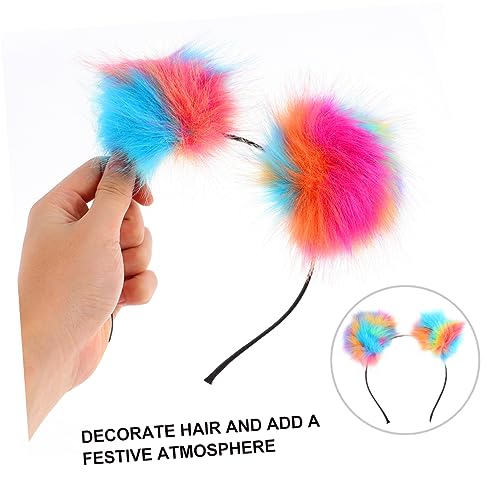 Angoily Pelzknäuel-Stirnband Haarspangen für Damen buntes Stirnband Haargummi Haarband Tiara Pompom-Kugel-Haarreifen Halloween-Kopfschmuck flauschige Kopfbedeckung bilden Kind von Angoily