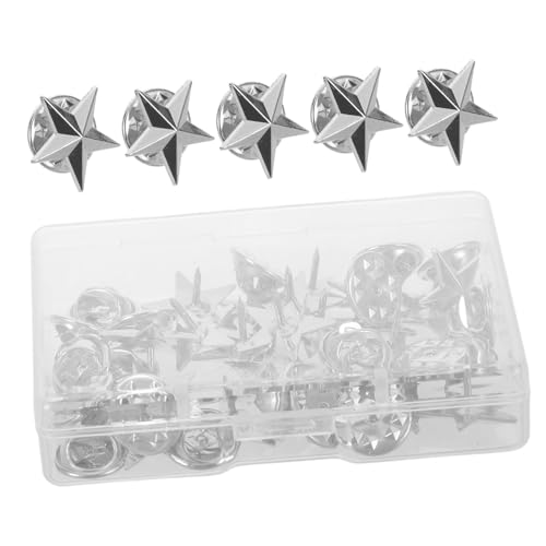 Angoily Pentagramm-Brosche Anzugsternabzeichen Anstecknadel mit Sternabzeichen Sterne-Party-Dekoration Broches Pin Rucksacksternabzeichen Celebration Star Abzeichen Zinklegierung Silber von Angoily