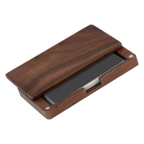 Angoily Visitenkartenetui Holz Magnetischer Kartenhalter Tragbares Kartenetui für Reisen Robuste Verarbeitung für Geschäftsreisende von Angoily