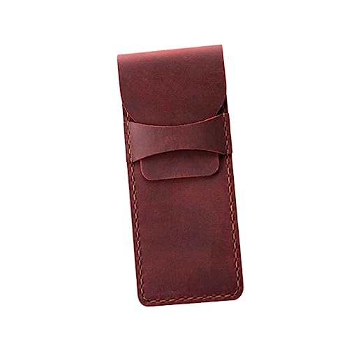 Angoily Retro Leder Stiftschutzhülle Für Stifte Und Pinsel Handgefertigtes Stiftbeutel Etui Weinrot Für Schule Und Zuhause Perfekter Schutz Für Schreibgeräte von Angoily