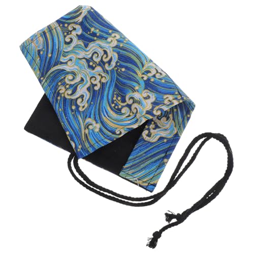 Angoily Rollen Mäppchen Stifttaschen Stiftbeutel Nettes Bleistiftkoffer Süße Canvas-Bleistifttasche Leinentasche Stift Wraps Bleistift-Organizer Bleistiftfälle Kunsttasche Segeltuch Blau von Angoily