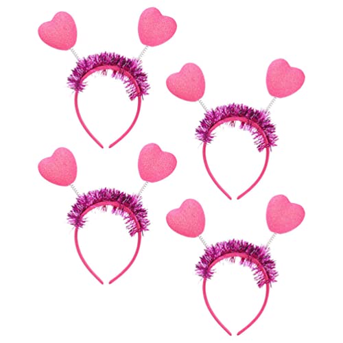 Angoily Rosa Glitzernde Herz-Stirnbänder 4 Stück Lametta Valentinstag Headbopper Tiara Liebesherz Galentiner-Tag Haarbänder Amor-Kostüm Haarschmuck Für Frauen Und Mädchen von Angoily