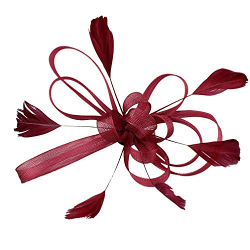 Angoily Schleier- Stirnband. Fascinators Hats for Women with Hair Clip Tea Party Fascinators Hats Wedding Church Bridal Headwear Derby Hat for Women Girls (Red Wine) Faszinator- Hut von Angoily