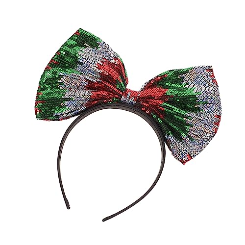 Angoily Schleife Stirnband Weihnachts-Stirnband Stirnband mit Glitzerschleife christmas haarreif christmas headband Haargummi Haarband Weihnachts-Haarschmuck Krawatte von Angoily