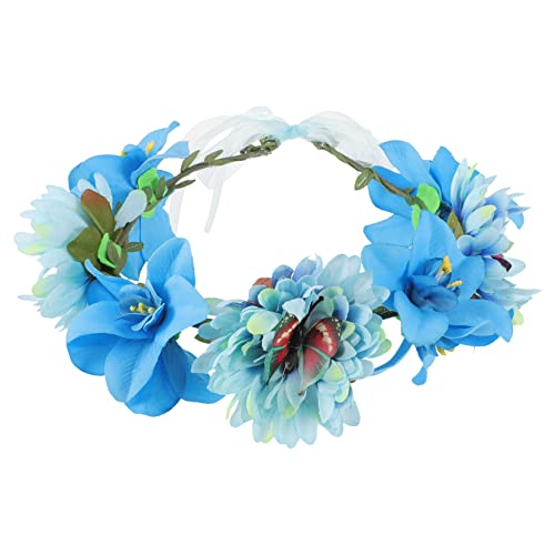 Angoily Schmetterlingsblumen-Stirnband haarschmuck the hallow Blumen-Tiara-Hochzeit Blumen-Haarband verstellbares Haargummi Kunsthaar-Scrunchie Foto Kranz Strand Haarkranz die Blumen Braut von Angoily