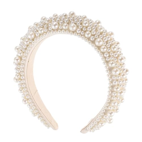 Angoily Schwamm-Perlen-Stirnband Haarband für besondere Anlässe Haarschmuck für Frauen gepolsterte Haarbänder Tiara Hochzeitsdekoration Mädchen Haarschnitt Dekor künstlich von Angoily