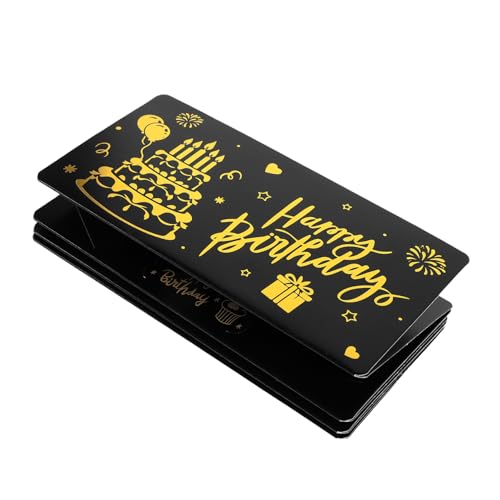 Angoily Schwarzes Geburtstags Geldumschlag mit Kartenfächern Tragbares Portemonnaie für Bargeld Geschenkkarten und Überraschungen Elegantes Design für Männer Frauen Geburtstagsfeier von Angoily