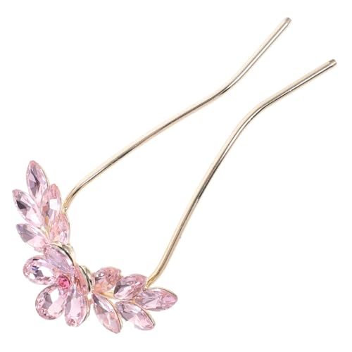 Angoily U-förmige Haarnadel Brauthaarklammern Für Die Haarhochzeit Hochzeitshaarnadeln Für Frauen Französische Haarnadel Tiara Fräulein Strasssteine Haare Hoch Rosa Metall von Angoily