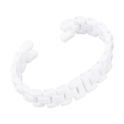 Angoily weißes Uhrenarmband Uhr Uhrenarmband Damenarmbanduhren Uhrenarmbänder damen armbanduhr elegant jäckchen damen polieren geschenk Uhrenarmband aus Keramik Universal- Gurt Uhrkette von Angoily