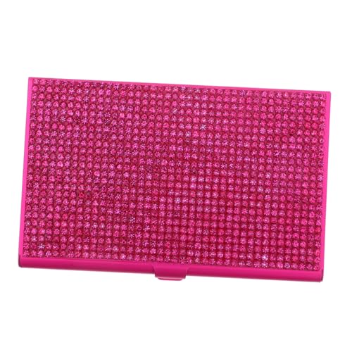 Angoily Visitenkartenetui aus Metall Inhaber Einer Visitenkarte Kreditkarteninhaber Glitzer-Visitenkartenhalter Bankkarteninhaber Kartenmetallkoffer Namenskartenetui Strasssteine Rosig von Angoily