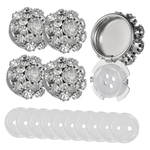 Angoily Wasserstrahl Strass Blumen Manschettenknöpfe mit Silbernen Pilzknöpfen und Weißen Hemdknöpfen Glitzerndes Tuxedo Accessoire für Damen und Herren Geschenkbox für Geburtstag und von Angoily