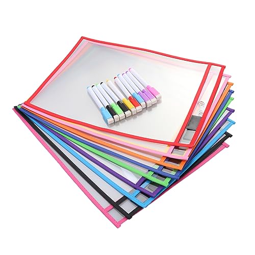 Angoily Wiederverwendbare PVC Aufbewahrungstaschen Für Unterrichtsmaterial Teiliges Mit Beuteln Stiftkappen Und Stiften Transparent Und Abwischbar Für Schule von Angoily