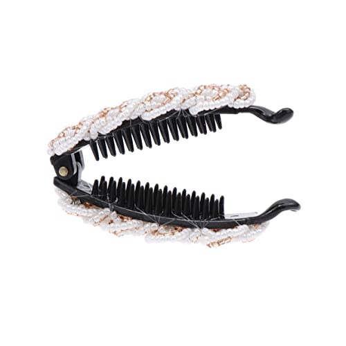 Angoily Wunderschöner Vertikaler Clip Haarspange Pferdeschwanzhalter Für Frauen Damen Und Mädchen Acryl- Und Perlenmaterialien Vertikaler Haarclip von Angoily