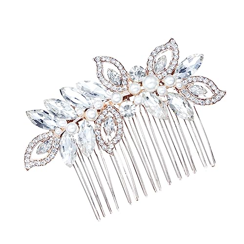 Angoily goldene Tiara Haarschmuck aus Strass Haarspangen für Damen Haarschmuck für die Brautjungfer Brauthaarkamm Haar Kamm Schmuck Brauteinsatzkamm Strasssteine Kopfbedeckung von Angoily