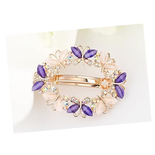 Angoily haarschmuck Haarspangen Hochzeit Haarspange Kristall-Strass-Haarspange Haarnadel Haarklammer Haarhalter Federclips wild Kopfbedeckung oberer Clip Federbügel Mädchen Violett von Angoily