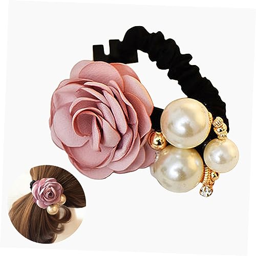 Angoily hair toppers for women hair bows for women pinkes haarband Haarbänder Blumenhaarseil Haargummi mit Blumenperle Koreanische Version Stirnband Pferdeschwanz Rosa von Angoily