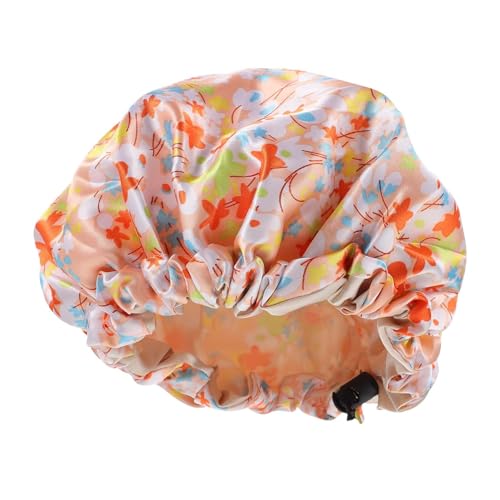 Doppellagige Duschhaube aus Satin schwimmkappe für kinder badekappen für kinder badekappe für kinder schlafhaube Haar Hut runde Kappe Schlafkappe Fräulein Schal 100% Polyester von Angoily