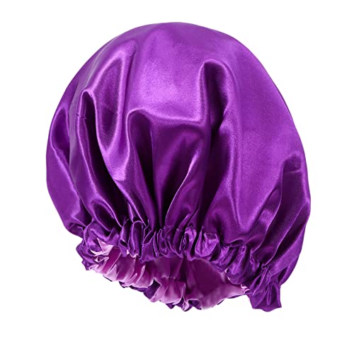 Nachtmütze Aus Satin Haarschmuck Damen Elastisch 100% Polyester Duschhaube Violett von Angoily