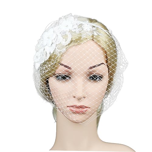 hochzeitshaar schmuck wedding hair accessories Vogelkäfig aus Tüll Brautkopfschmuck aus Tüll haarschmuck Netz-Kopfschmuck Damen-Mesh-Kopfbedeckung Gittergewebe Schleier Haarteil von Angoily