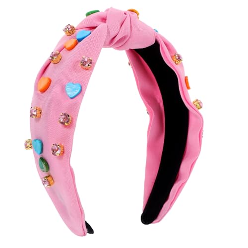 valentinstag stirnband cute hair accessories hair toppers for women Valentinstag geknotetes Stirnband Perlenherz-Stirnband halstuch damen deko Diamant Strasssteine Fräulein Satin von Angoily