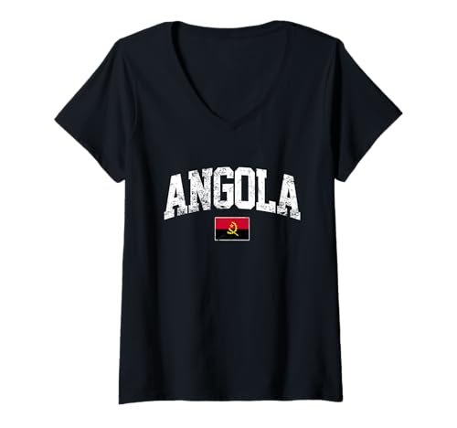 Damen Angola Geschenk aus Angola Urlaub Südafrika T-Shirt mit V-Ausschnitt von Angola gift from Angola vacation Southern Africa
