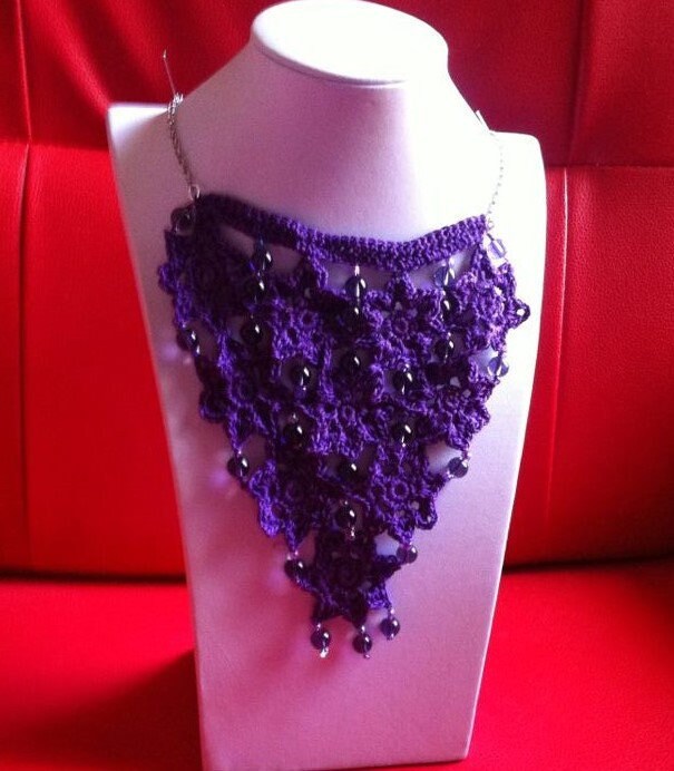 Ohrring Und Halskette, Häkelschmucksets, Baumwolle Lila Schmucksets, Boho Schmuck von AngolodiAmy