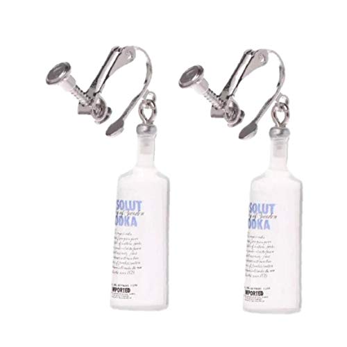 Angoter Wodka Ohrringe Lustige Trink-Art-Karikatur Transparente Flasche Tropfen Baumeln Ohr-Haken-Ohr-Clip Für Frauen von Angoter