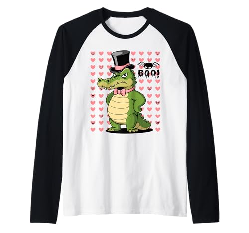 Men Women Kids Groovy Retro Funny Alligator Spooky Halloween Raglan von Angry Alligator Lovers Halloween Costume Wildlife