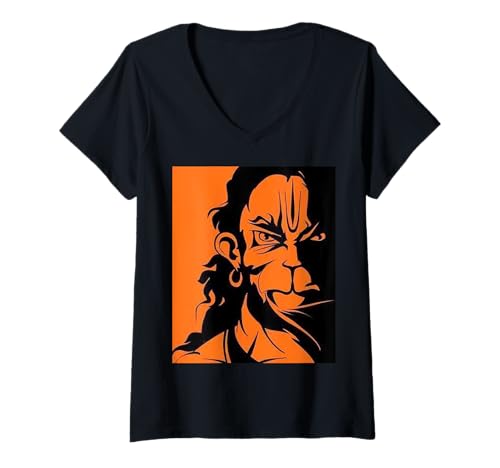 Damen Angry Hanuman Designer T-Shirt T-Shirt mit V-Ausschnitt Damen Angry Hanuman Designer T-Shirt T-Shirt mit V-Ausschnitt von Angry Hanuman