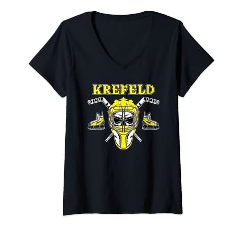 Damen Krefeld Eishockey Hockey Shirt T-Shirt mit V-Ausschnitt von Angry Hockey Shirts by DEBL
