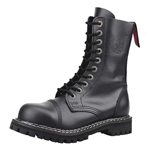 ANGRY ITCH-10-Loch Gothic Punk Army Ranger Armee Leder Stiefel Stahlkappe, EU 39 von Angry Itch