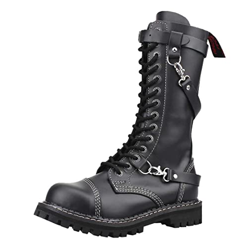 ANGRY ITCH-14-Loch 3 Lederriemen Ranger Armee Leder Stiefel Stahlkappe, EU 41 von Angry Itch
