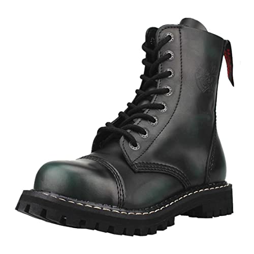 ANGRY ITCH-8-Loch Grün Rub-Off Ranger Armee Leder Stiefel mit Stahlkappe, EU 40 von Angry Itch