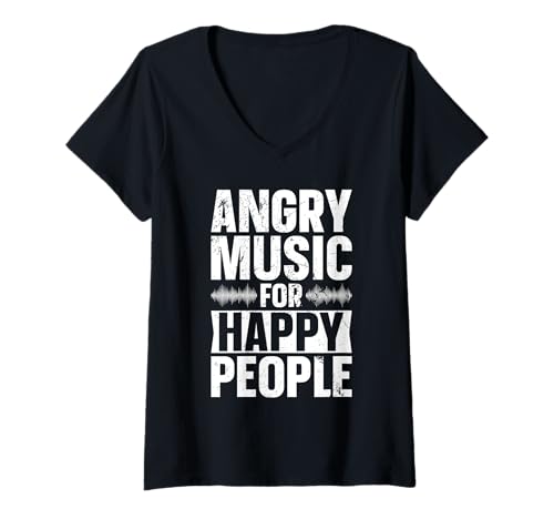 Damen Angry Music For Happy People Lustige Musik Männer und Frauen T-Shirt mit V-Ausschnitt von Angry Music For Happy People