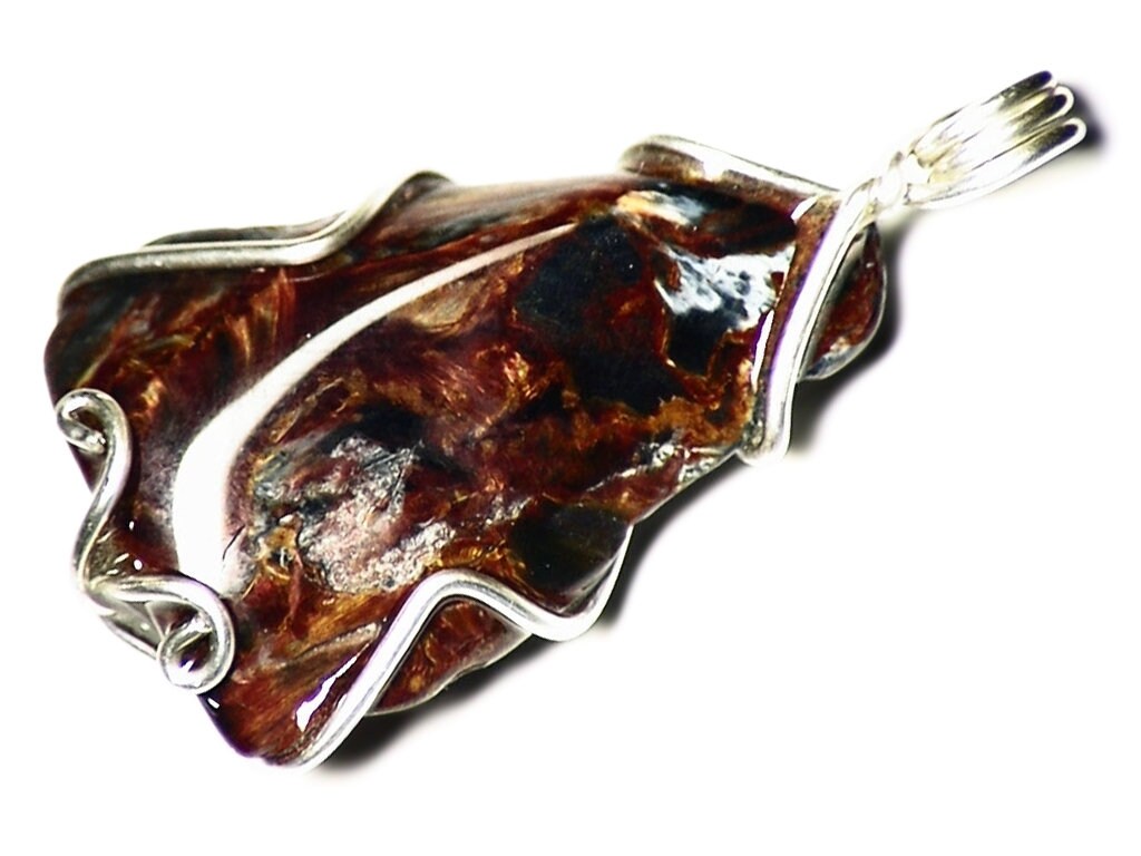 Echte Pietersite Anhänger in Sterling Silber, Natürliche Rote Halskette, Freiform Pietersite, Echte Edelstein Schmuck, Poliert Mehrfarbige von AngryTurtle