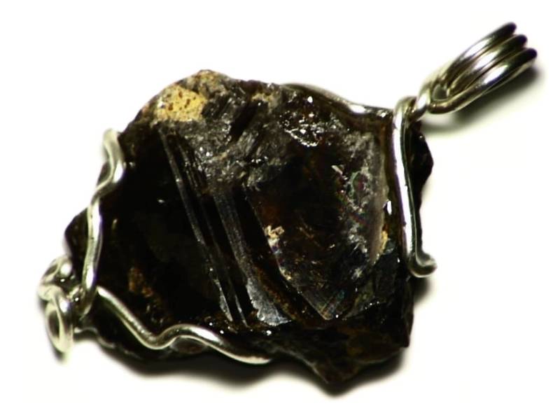 Große Chunky Axinit Anhänger in Sterling Silber | 38 Ct Natürliche Halskette, Draht Gewickelt Kristall Schmuck, Rohedelstein Geschenk, Herren von AngryTurtle