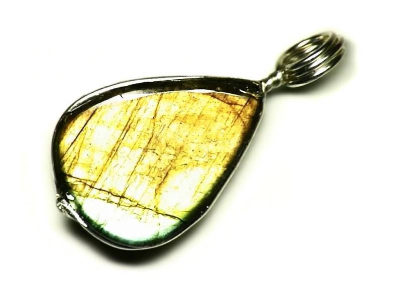 Labradorit Halskette Sterling Silber, Blau Anhänger in Argentium Silber Draht Wickeln, Reversible Schmuck, Teardrop von AngryTurtle