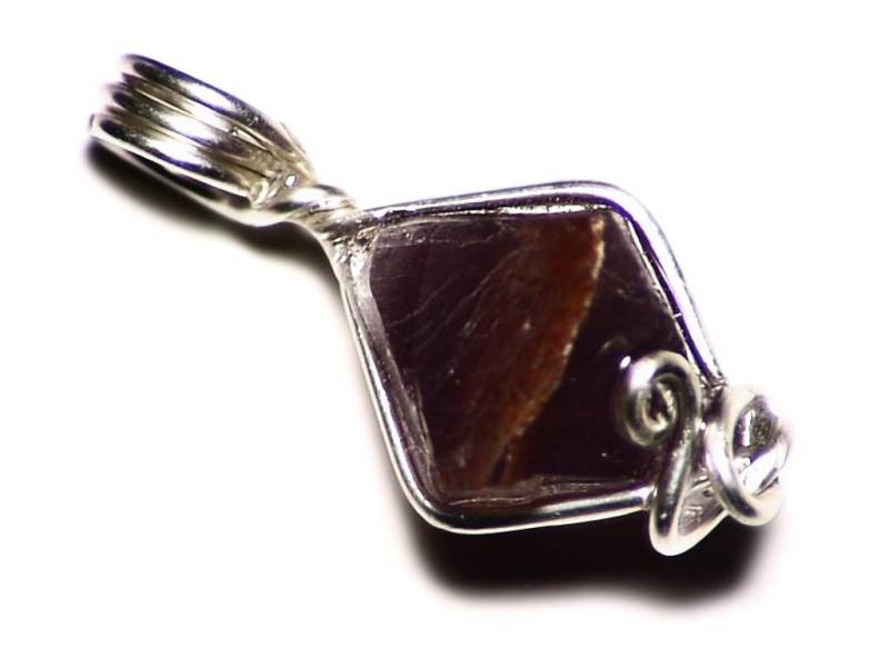 Lila Fluorit Octaeder Anhänger in Sterling Silber, Natürliche Halskette, Rot Violett Schmuck, Oktett 8-Seitig Stein Draht Wickeln von AngryTurtle