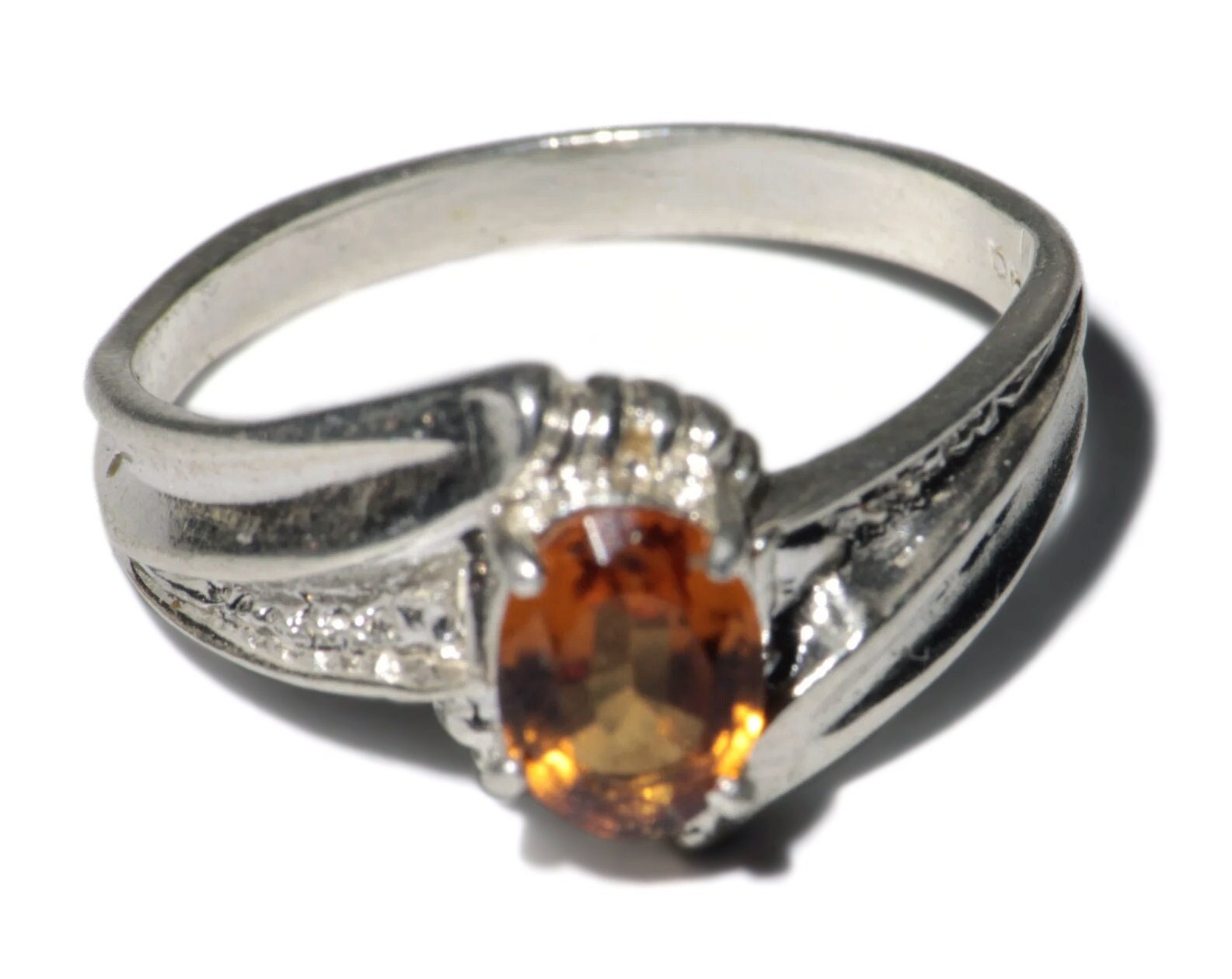 Orange Granat Ring Größe 7, Silber Hessonit | 1 Ct Echt Für Frauen, Minimalist Sterling Silber, Smaragd Schliff von AngryTurtle