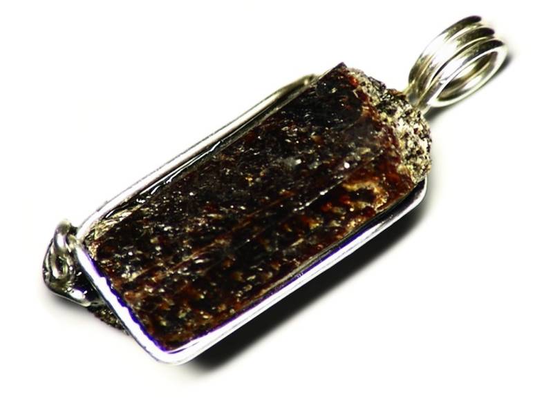 Vesuvianit Kristall Anhänger in Silber, Vermont Edelstein, Sterling Silber Draht Wickeln | 22 Ct Wurzelbier Braun Schmuck, Vulkan Halskette, Igneous von AngryTurtle